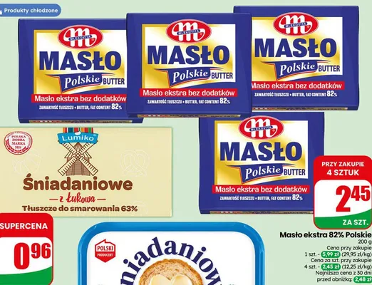 Masło ekstra 82% Polskie Mlekovita promocja w Dino