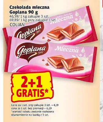 Czekolada mleczna Goplana promocja w Prim Market