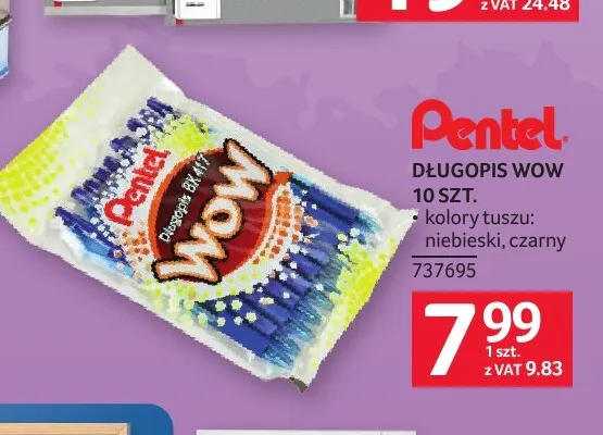 Długopis WOW niebieski 10 szt. Pentel promocja w Selgros