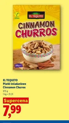 Płatki śniadaniowe Cinnamon Churros El Tequito promocja w Lidl