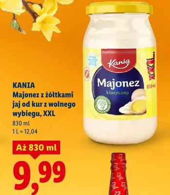 Majonez z żółtkami jaj od kur z wolnego wybiegu, XXL promocja w Lidl
