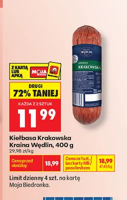 Kiełbasa krakowska Kraina Wędlin promocja w Biedronka