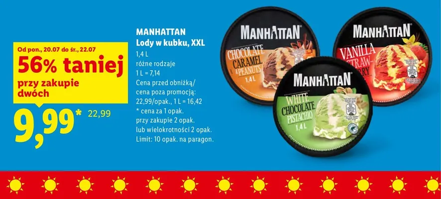 Lody w kubku Manhattan Vanilla Strawberry XXL promocja w Lidl