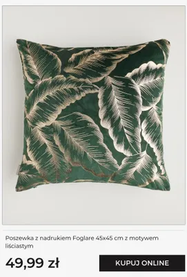 Poszewka z nadrukiem Foglare 45x45 cm z motywem liściastym Home&you promocja w home&you