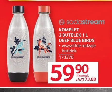 Komplet 2 butelek 1l Deep Blue Birds Sodastream promocja w Selgros
