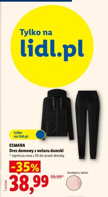 Dres domowy z weluru damski Esmara promocja w Lidl