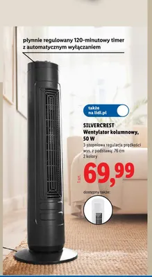 Wentylator kolumnowy SILVERCREST 50W wys. z podstawą: 76cm promocja w Lidl
