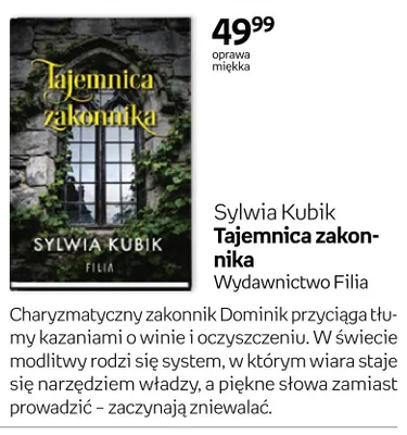 Książka Tajemnica zakonnika Sylwia Kubik promocja w Empik