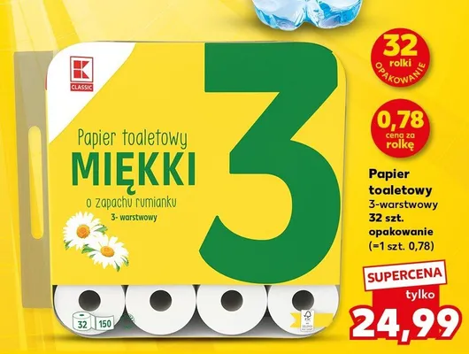 Papier toaletowy miękki o zapachu rumianku 3-warstwowy K-Classic promocja w Kaufland