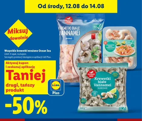 Krewetki białe Vannamei surowe Ocean Sea promocja w Lidl