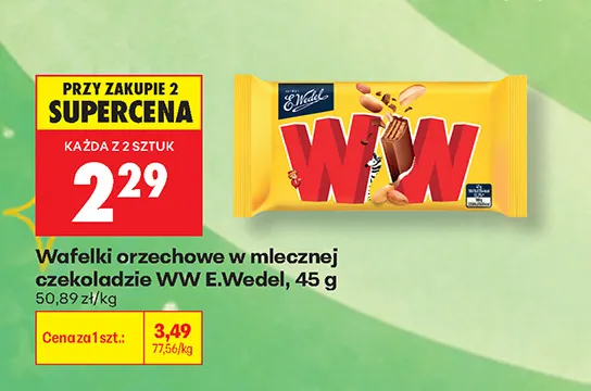 Wafelki orzechowe w mlecznej czekoladzie WW E.Wedel promocja w Biedronka