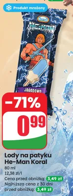Lody na patyku He-Man Koral jagodowe promocja w Dino