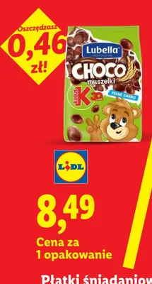 Płatki śniadaniowe Choco Muszelki Lubella Kubuś pełne ziarno promocja w Lidl