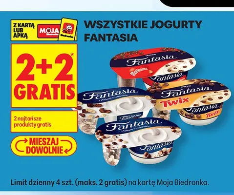 Jogurt Fantasia z płatkami czekoladowymi Twix promocja w Biedronka
