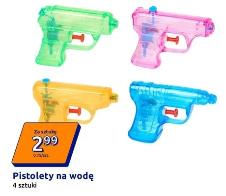 Pistolety na wodę 4 sztuki promocja w Action