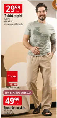 Spodnie męskie Tissaia Basics 55% len/45% wiskoza roz. M-3XL mix kolorów promocja w Leclerc