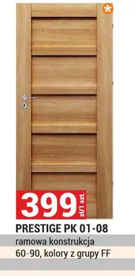 Drzwi PRESTIGE PK 01-08 ramowa konstrukcja 60-90 kolory z grupy FF promocja w Merkury Market