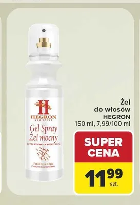 Żel do włosów Hegron Gel Spray Żel mocny promocja w Carrefour Market