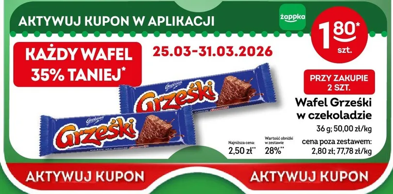 Wafel Grzeski w czekoladzie promocja w Żabka