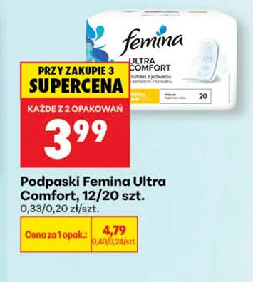 Podpaski Femina Ultra Comfort 20 szt. promocja w Biedronka
