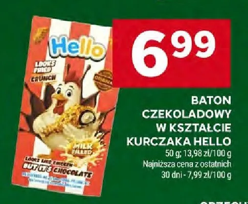 Baton czekoladowy w kształcie kurczaka Hello promocja w Stokrotka