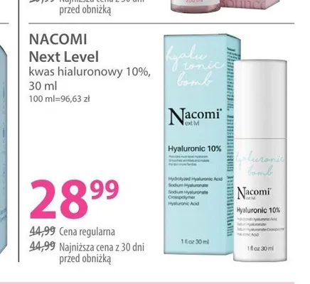 Serum kwas hialuronowy 10% Nacomi Next Level promocja w Hebe
