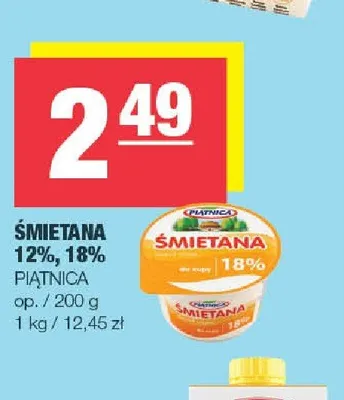 Śmietana 12 % Łaciata promocja w SPAR