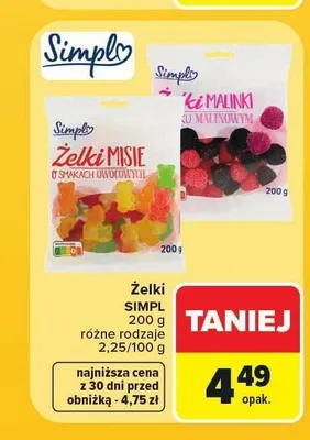 Żelki Malinki Simply promocja w Carrefour Market