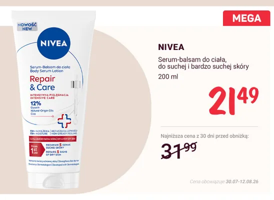 Serum-balsam do ciała Nivea Repair & Care do suchej i bardzo suchej skóry promocja w Rossmann