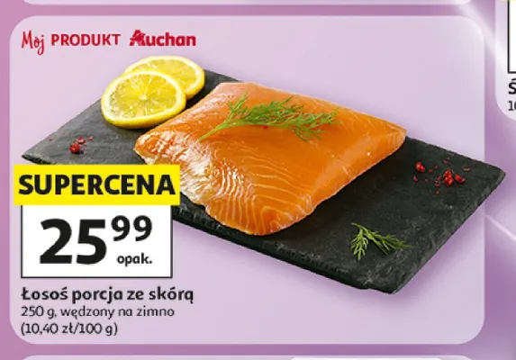 Łosoś porcja ze skórą promocja w Auchan