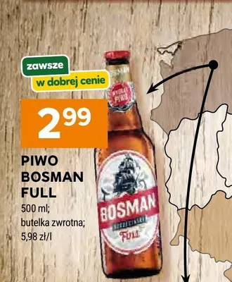 Piwo Bosman Full butelka zwrotna promocja w Stokrotka