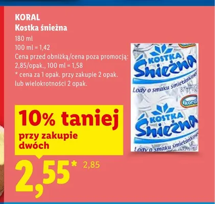 Lody Kostka Śnieżna Koral promocja w Lidl