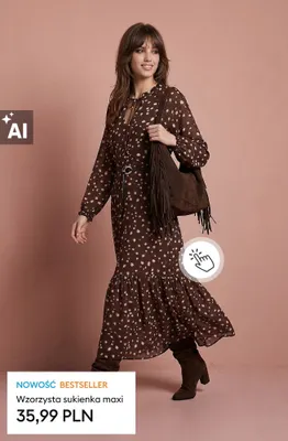 Wzorzysta sukienka maxi promocja w Sinsay