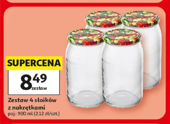 Zestaw słoików z nakrętkami 4-pak 900 ml promocja w Auchan