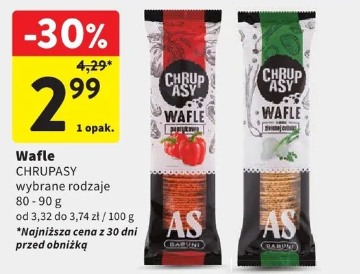 Wafle Chrupasy wybrane rodzaje promocja w Intermarche