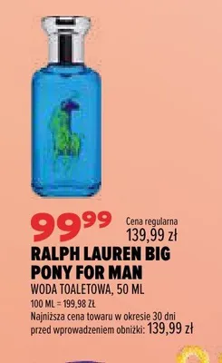 Woda toaletowa Ralph Lauren Big Pony For Man promocja w Drogerie Natura