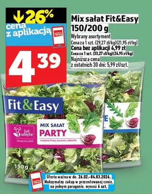 Mix sałat Fit&Easy promocja w TOPAZ
