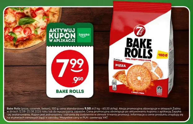 Sucharki Bake Rolls bekon 7 Days promocja w Żabka