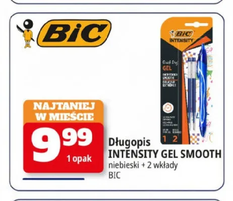 Długopis żelowy BIC Intensity Gel Smooth niebieski + 2 wkłady promocja w Leclerc