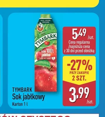 Sok jabłkowy Tymbark promocja w Aldi