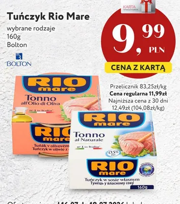 Tuńczyk w sosie własnym Rio Mare promocja w Market Point
