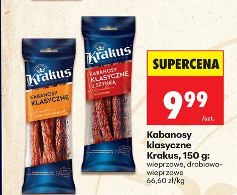 Kabanosy klasyczne wieprzowe promocja w Biedronka