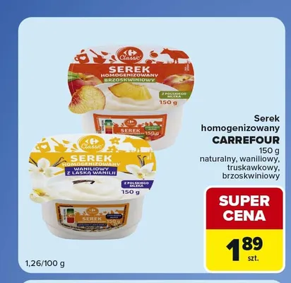 Serek homogenizowany naturalny Carrefour Classic promocja w Carrefour Market