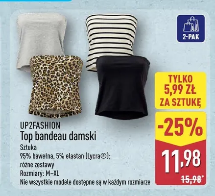 Top bandeau damski Up2Fashion 2-pak promocja w Aldi