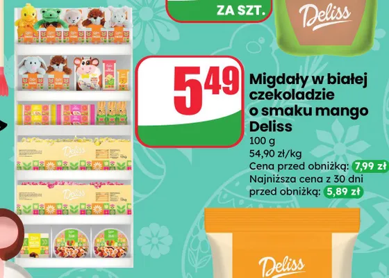 Migdały w białej czekoladzie o smaku mango promocja w Dino