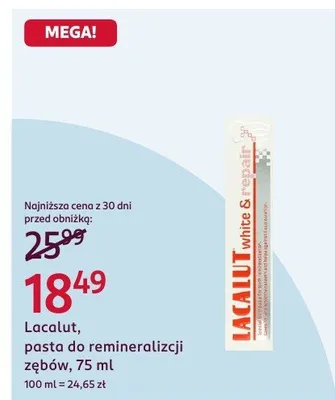 Pasta do zębów Lacalut, do remineralizacji, 75 ml promocja w Rossmann