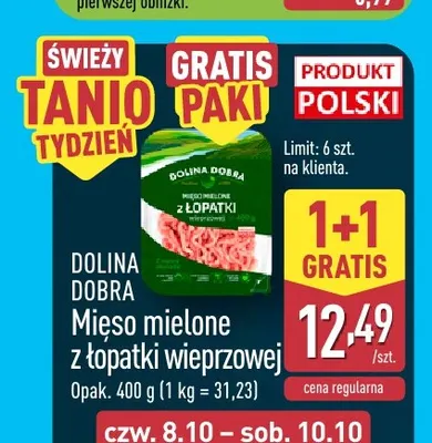 Mięso mielone z łopatki wieprzowej Dolina Dobra promocja w Aldi