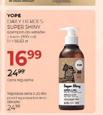 Szampon do włosów z lnem Yope Daily Heroes Super Shiny promocja w Drogerie Jawa
