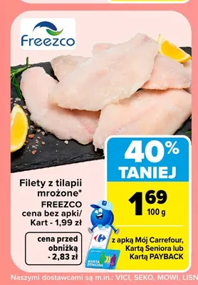 Filety z tilapii mrożone Freezco promocja w Carrefour Market