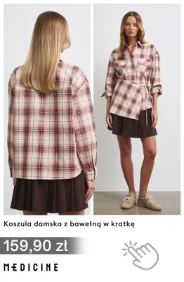 Koszula damska z bawełną w kratkę Medicine promocja w Medicine